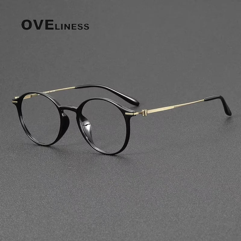 Oveliness Women's Full Rim Round Acetate Titanium Eyeglasses 8668