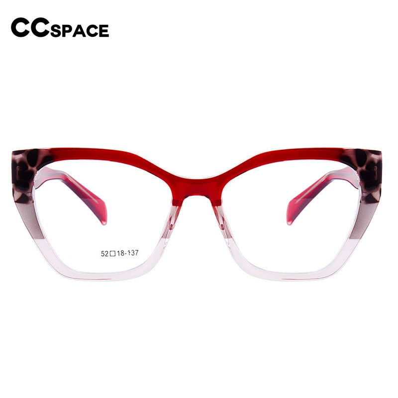 CCspace Unisex Full Rim Square Acetate Eyeglasses 56455 Full Rim CCspace