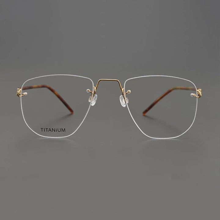 Black Mask Women's Rimless Square Screwless Titanium Eyeglasses 49402 Rimless Black Mask
