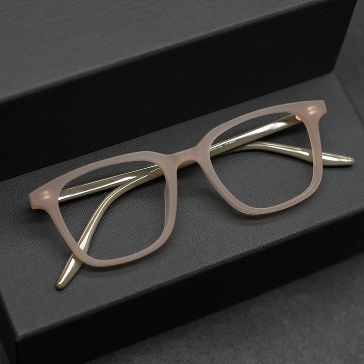 Black Mask Men's Full Rim Square Acetate Eyeglasses 9020 Full Rim Black Mask