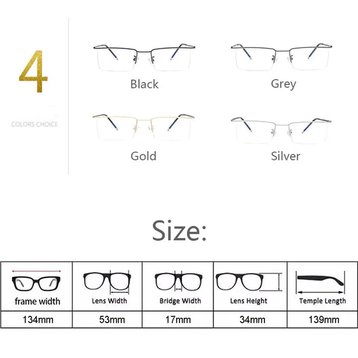 Hdcrafter Women's Semi Rim Square Brow Line Titanium Eyeglasses 6340 Semi Rim Hdcrafter Eyeglasses