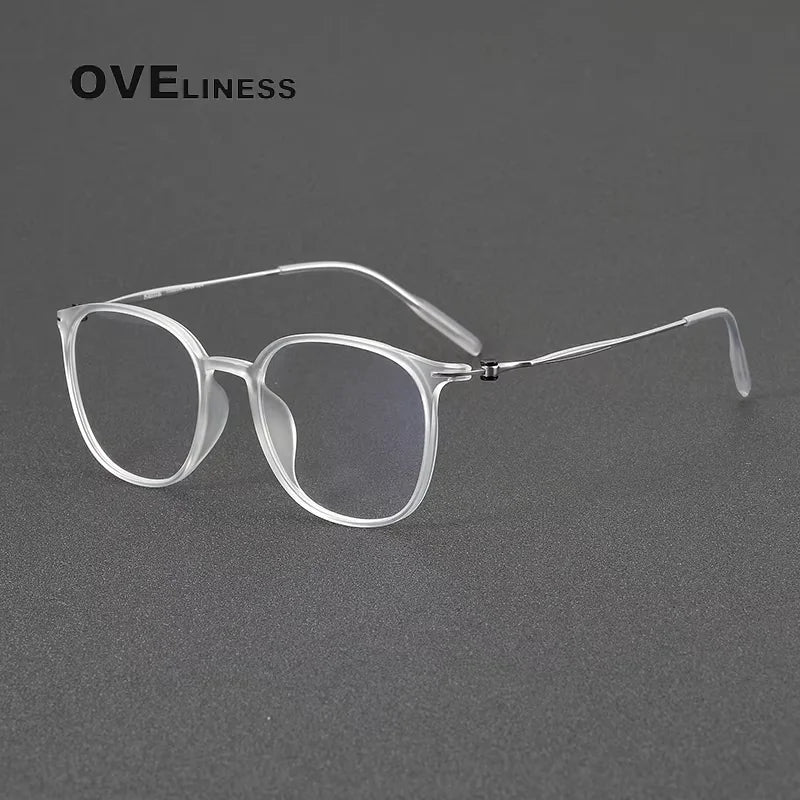 Oveliness Women's Full Rim Square Acetate Titanium Eyeglasses 28663