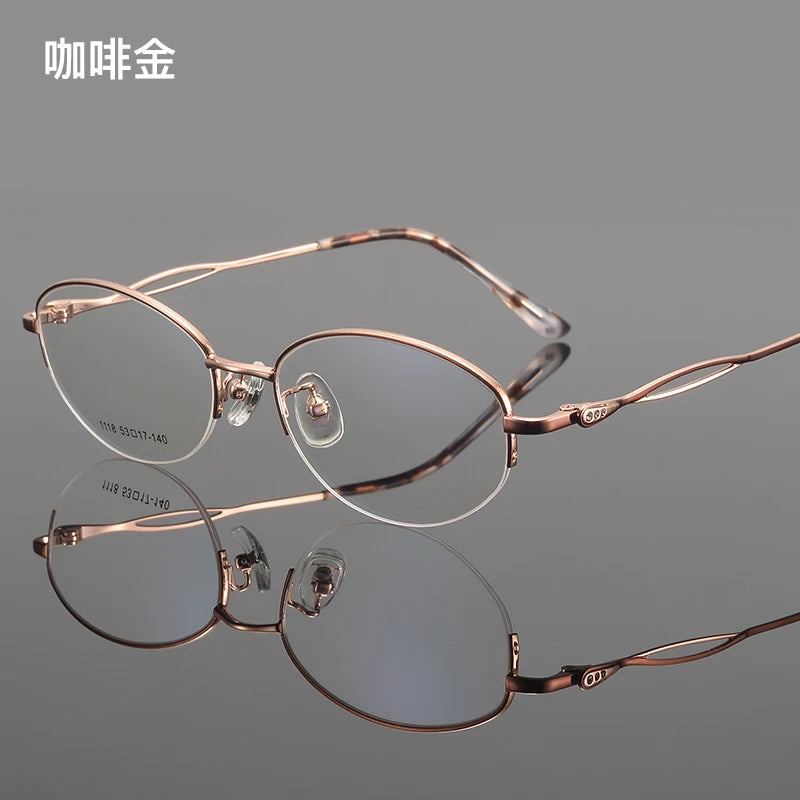 Bclear Women's Semi Rim Oval Alloy Eyeglasses 61118