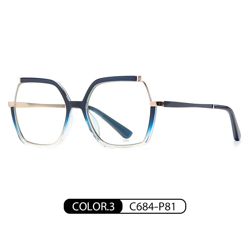 CCspace Women's Semi Rim Square Tr 90 Titanium Eyeglasses 56716 Semi Rim CCspace C3Blue