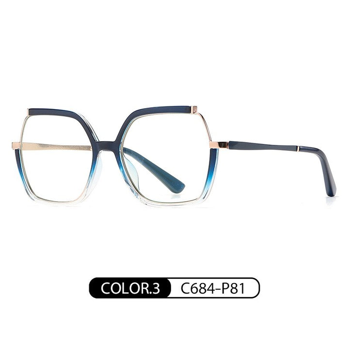 CCspace Women's Semi Rim Square Tr 90 Titanium Eyeglasses 56716 Semi Rim CCspace C3Blue