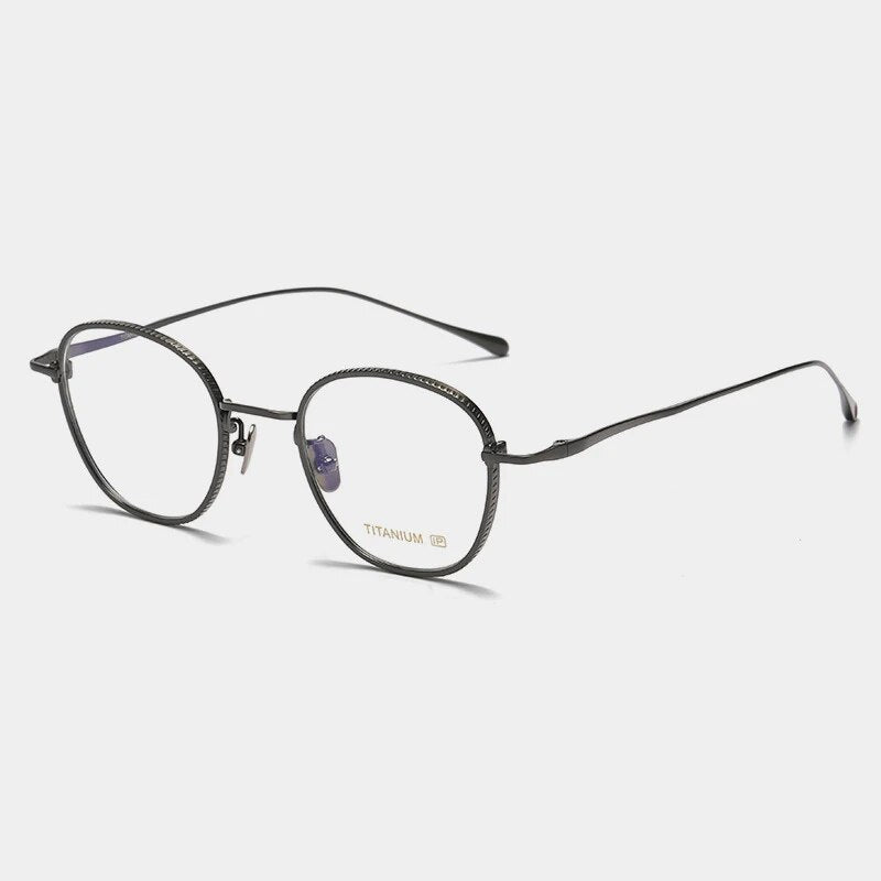 Gatenac Unisex Full Rim Polygon Titanium Eyeglasses Gxyj1139 Full Rim Gatenac Gun