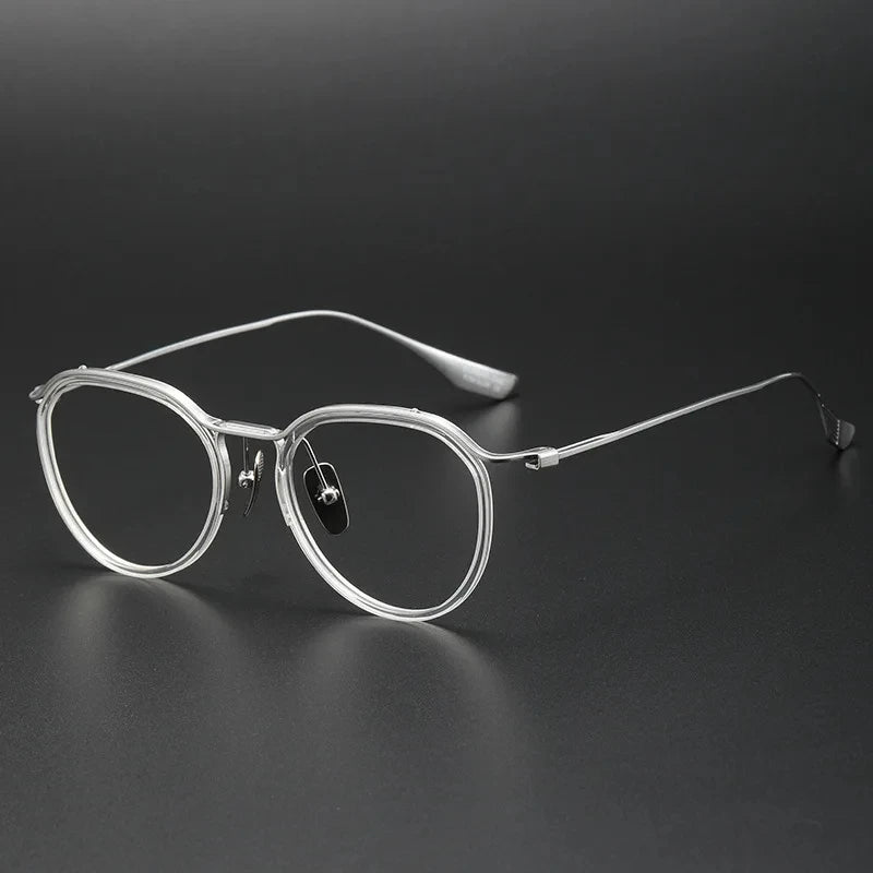 Aimee Unisex Semi Rim Brow Line Oval Titanium Acetate Eyeglasses 4131 Semi Rim Aimee