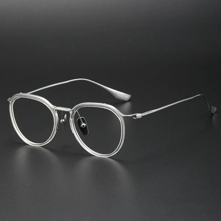 Aimee Unisex Semi Rim Brow Line Oval Titanium Acetate Eyeglasses 4131 Semi Rim Aimee