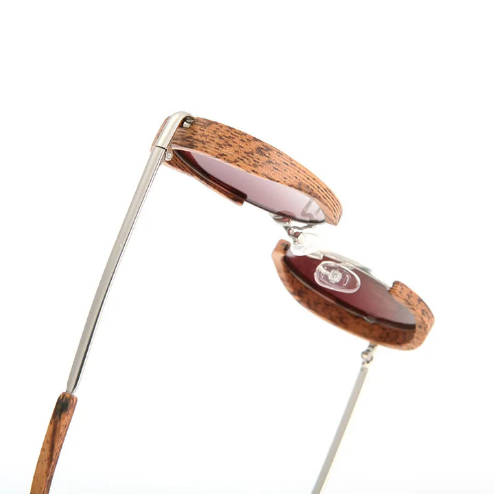 Hdcrafter Unisex Full Rim Round Wood Alloy Polarized Sunglasses 56407 Sunglasses HdCrafter Sunglasses