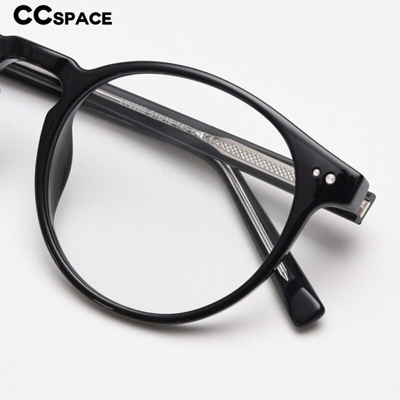 CCspace Unisex Full Rim Round Tr 90 Titanium Eyeglasses 55868 Full Rim CCspace