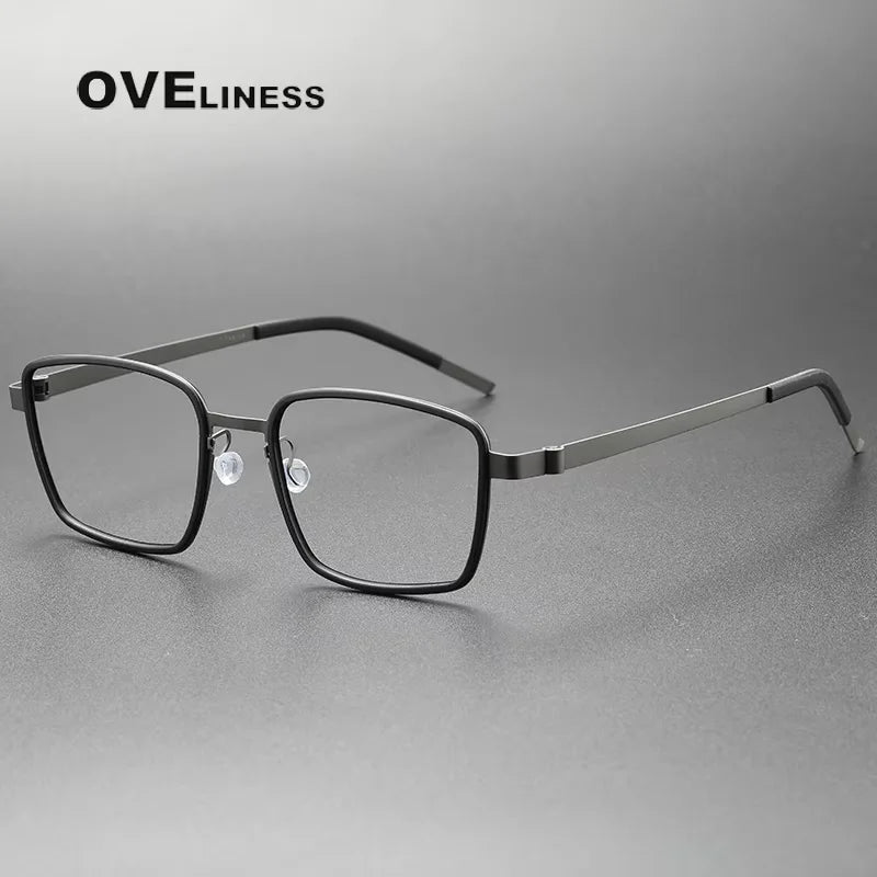 Oveliness Unisex Full Rim Square Acetate Titanium Eyeglasses 29754