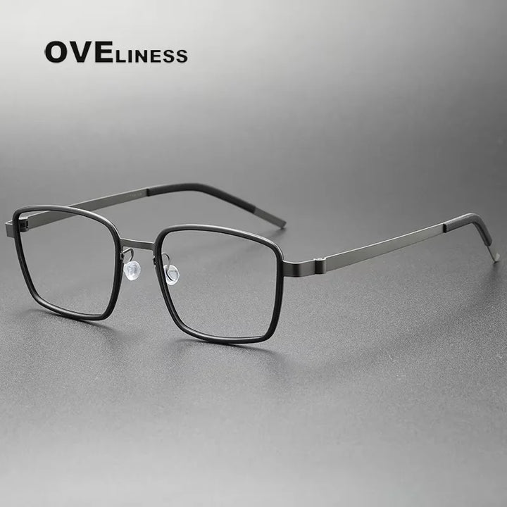 Oveliness Unisex Full Rim Square Acetate Titanium Eyeglasses 29754