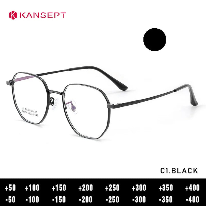 Kansept Women's Full Rim Flat Top Polygon Titanium Reading Glasses 486604