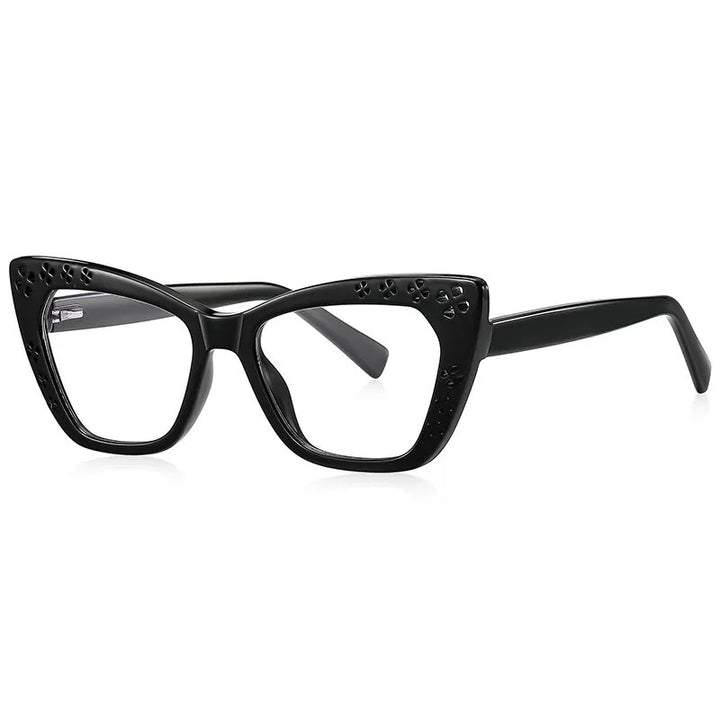 CCspace Women's Full Rim Cat Eye Tr 90 Titanium Reading Glasses R57000 Reading Glasses CCspace C1Black 0