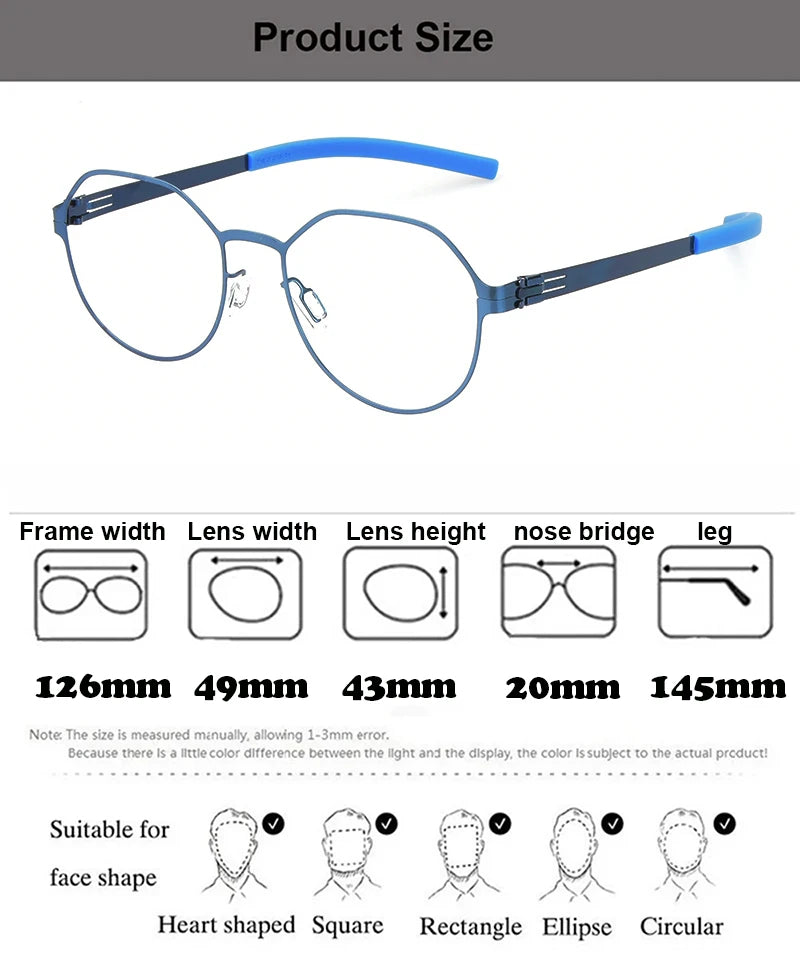 Aimee Women's Full Rim Polygon Round Screwless Steel Eyeglasses 4943 Full Rim Aimee