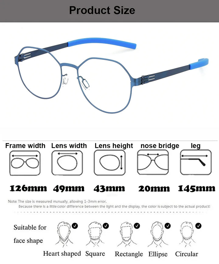 Aimee Women's Full Rim Polygon Round Screwless Steel Eyeglasses 4943 Full Rim Aimee