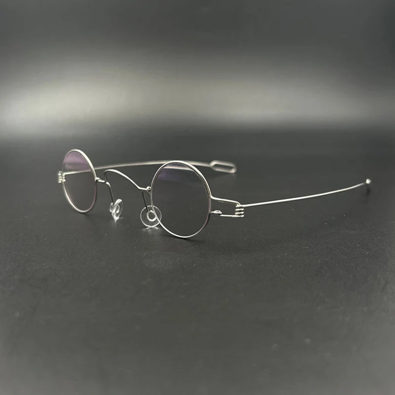 Yujo Unisex Full Rim Small Round Screwless Steel Eyeglasses Full Rim Yujo