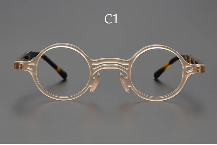 Yujo Men's Full Rim Small Round Double Bridge Acetate Eyeglasses 2058e Full Rim Yujo c1 CHINA