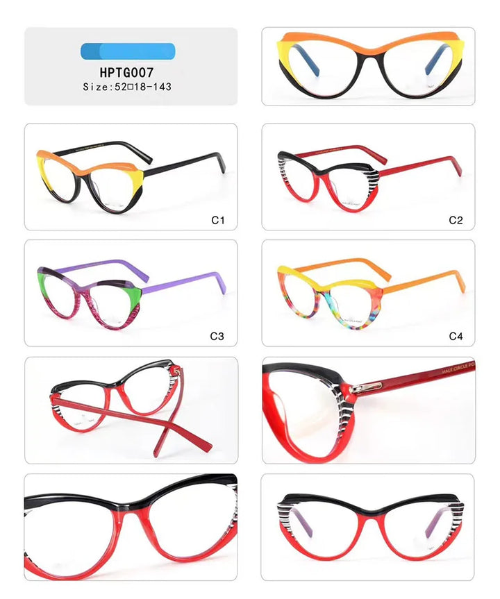 Nobler Unisex Full Rim Wide Edge Cat Eye Acetate Eyeglasses P007 Full Rim Nobler