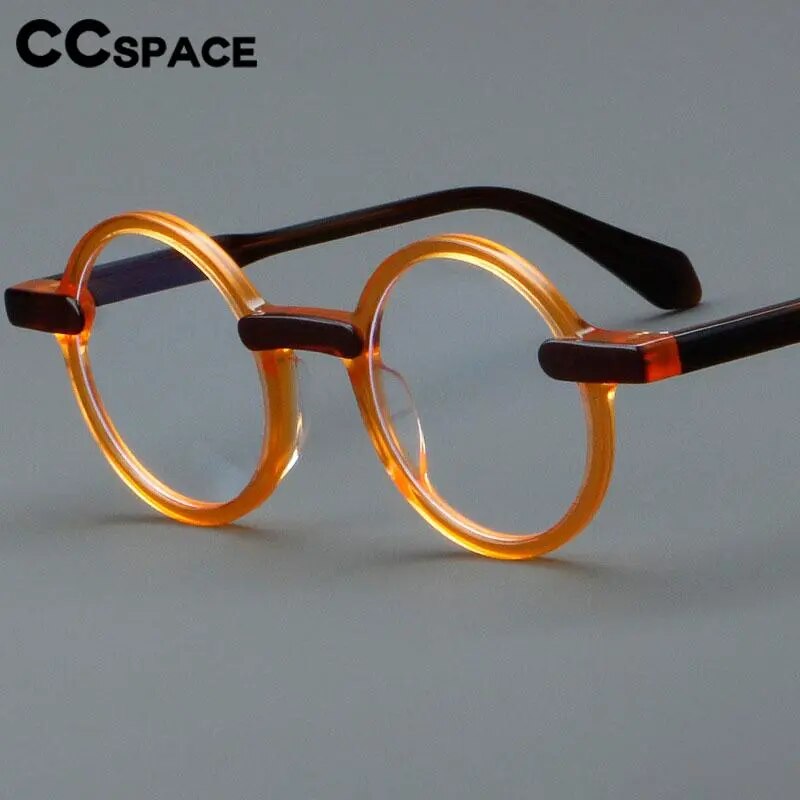 CCspace Unisex Full Rim Round Acetate Eyeglasses 56994 Full Rim CCspace