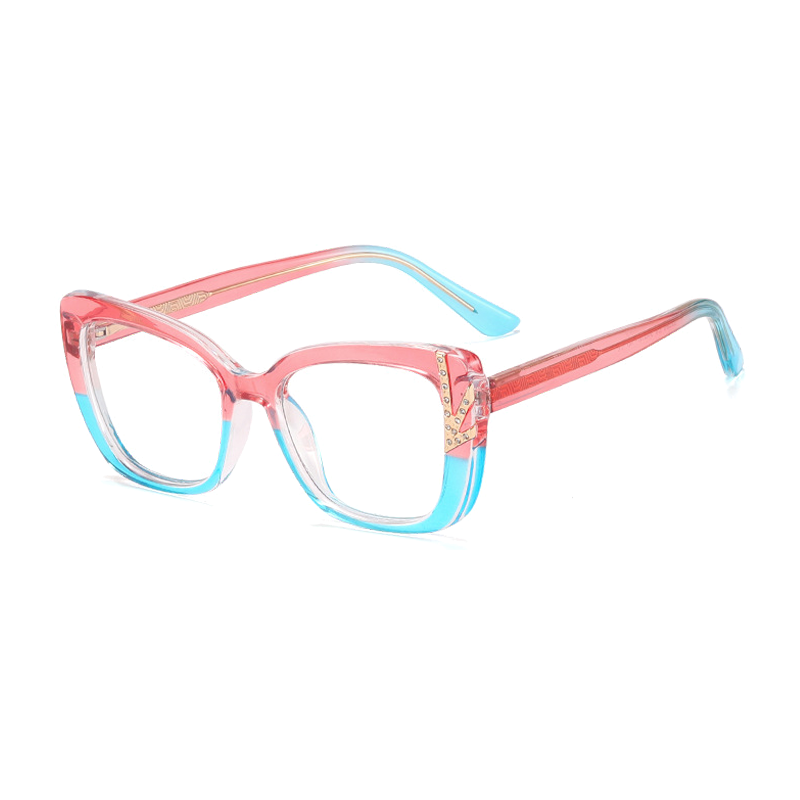 Ralferty Women's Full Rim Square Cat Eye Tr 90 Acetate Eyeglasses F82098 Full Rim Ralferty C9 Pink Blue China 
