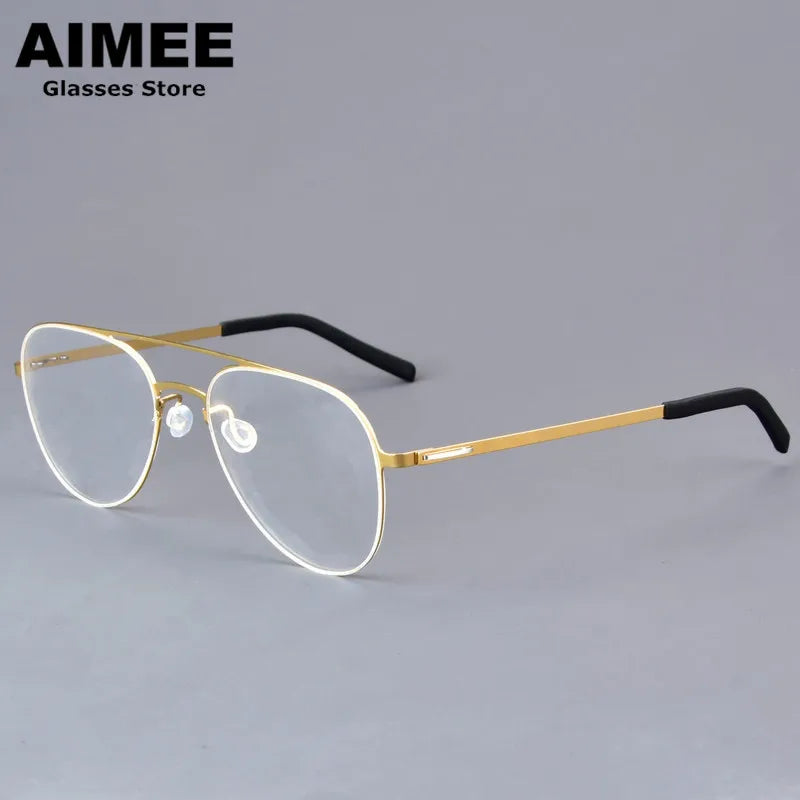 Aimee Women's Full Rim Oval Double Bridge Titanium Eyeglasses 99805