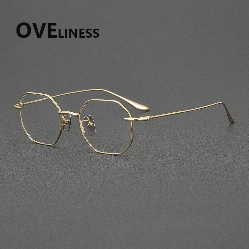Oveliness Women's Full Rim Square Polygon Titanium Eyeglasses 62174