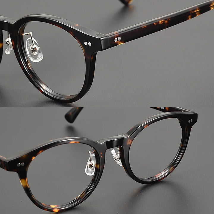 Black Mask Unisex Full Rim Round Acetate Eyeglasses 98615 Full Rim Black Mask