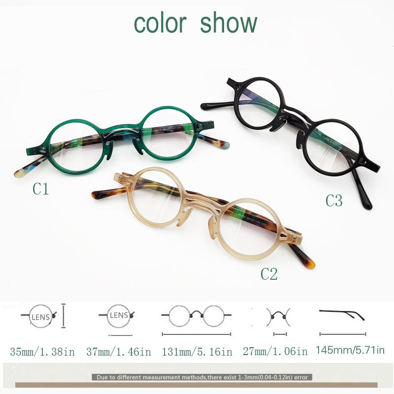 Yujo Unisex Full Rim Small Round Titanium Acetate Eyeglasses Or Polarized Sunglasses Full Rim Yujo