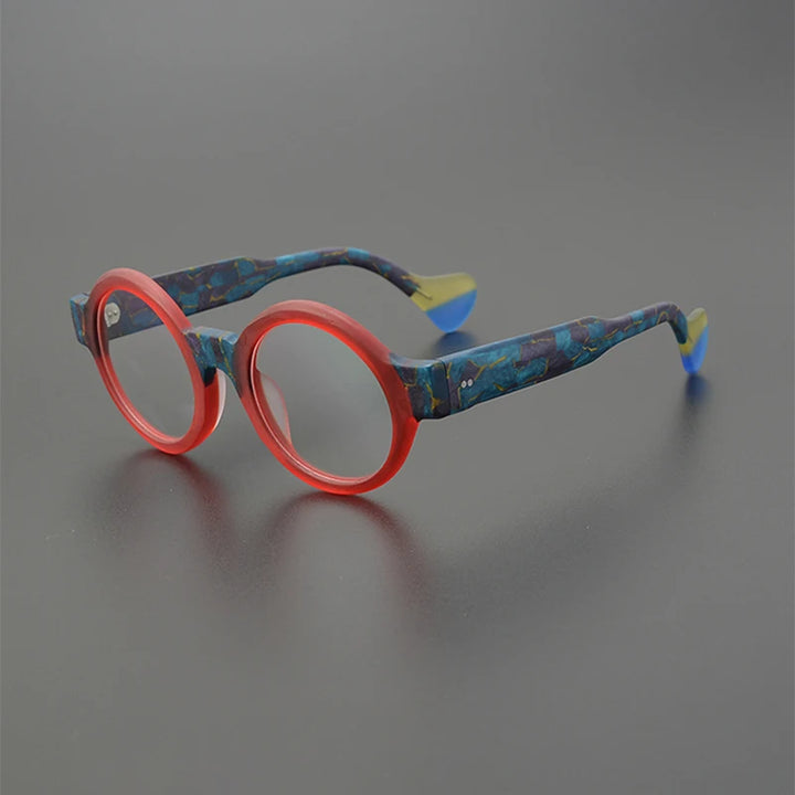 Nobler Unisex Full Rim Large Round Frosted Acetate Eyeglasses 19271 Full Rim Nobler