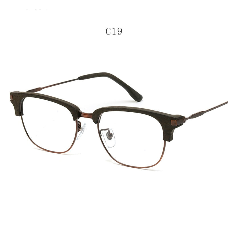 Hdcrafter Men's Full Rim Square Wood Eyeglasses GA00345 Full Rim Hdcrafter Eyeglasses Coffee-C19