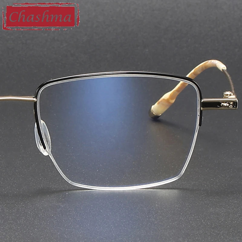 Chashma Unisex Semi Rim Small Square 9g Titanium Eyeglasses 2007 Semi Rim Chashma   