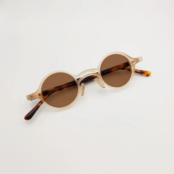 Yujo Men's Full Rim Round Double Bridge Acetate Polarized Sunglasses 2058s Sunglasses Yujo