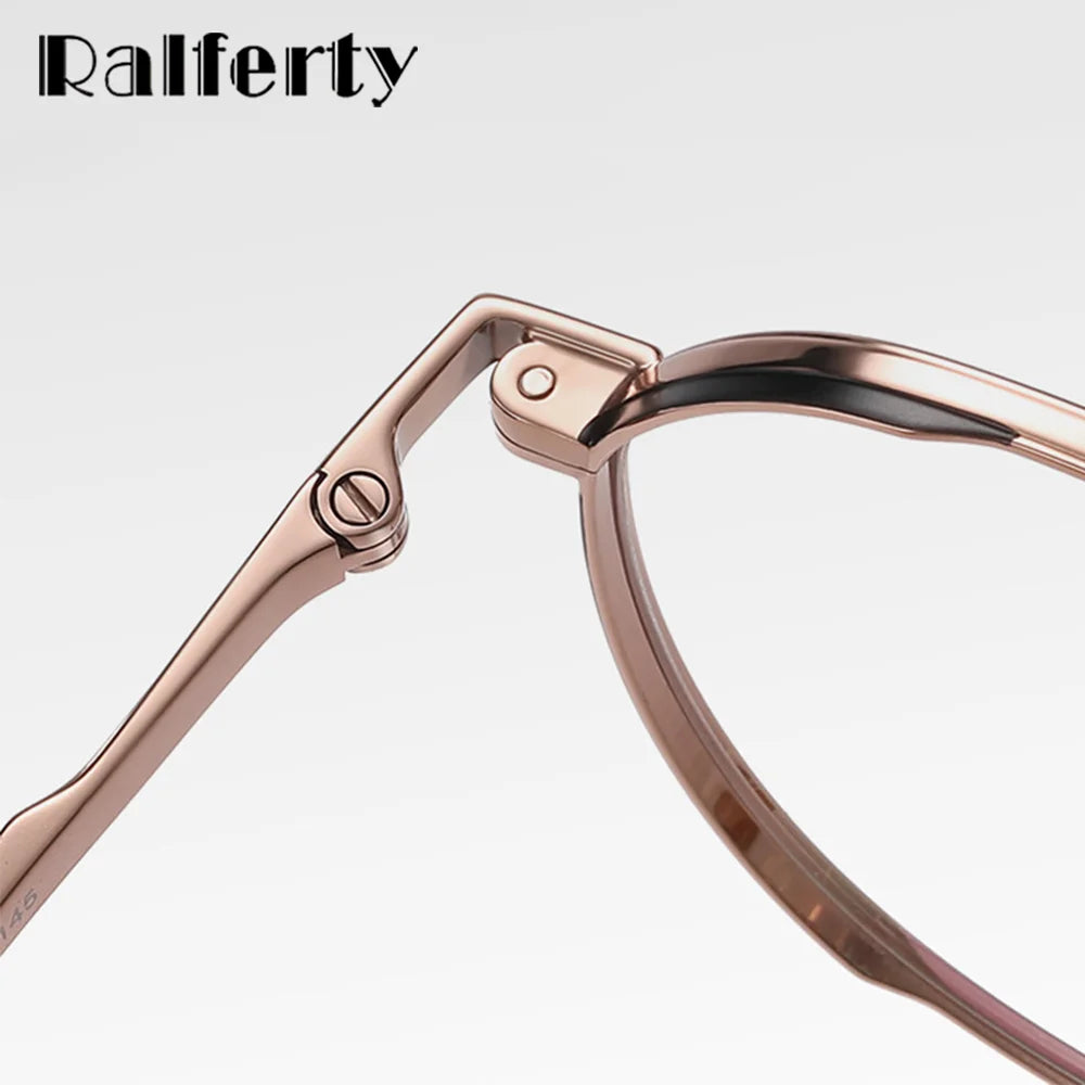 Ralferty Women's Full Rim Polygon Titanium Alloy Eyeglasses R6223 Full Rim Ralferty