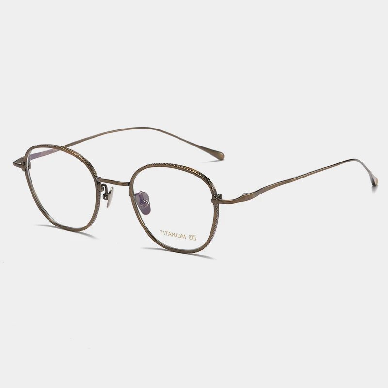 Gatenac Unisex Full Rim Polygon Titanium Eyeglasses Gxyj1139 Full Rim Gatenac Bronze