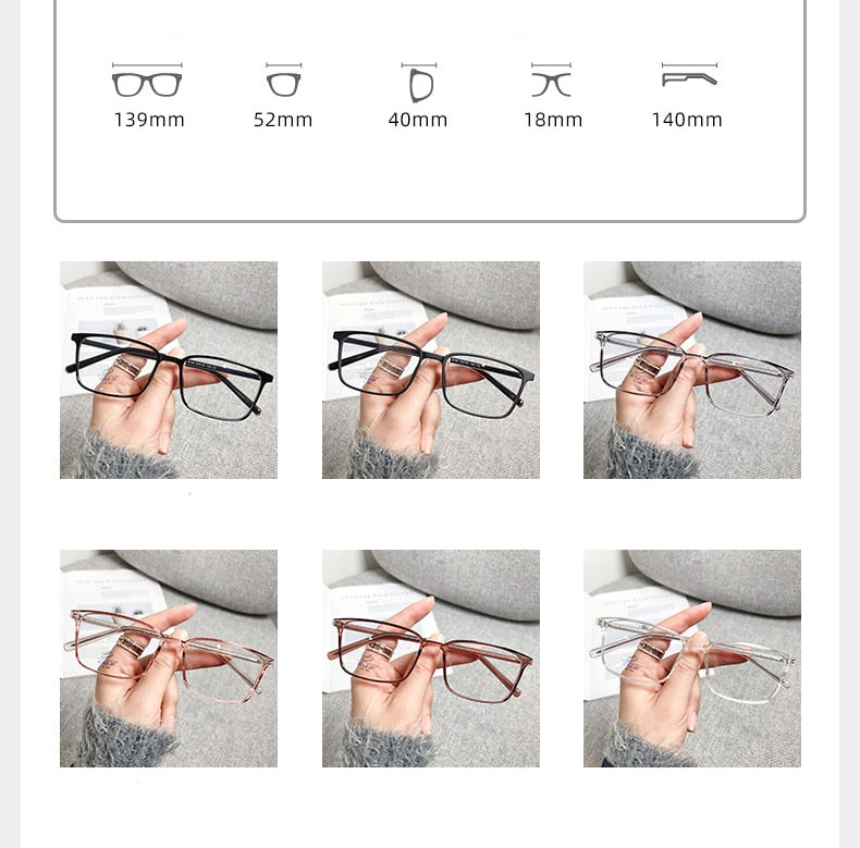 CCspace Unisex Full Rim Rectangle Square Tr 90 Titanium Eyeglasses 56335 Full Rim CCspace