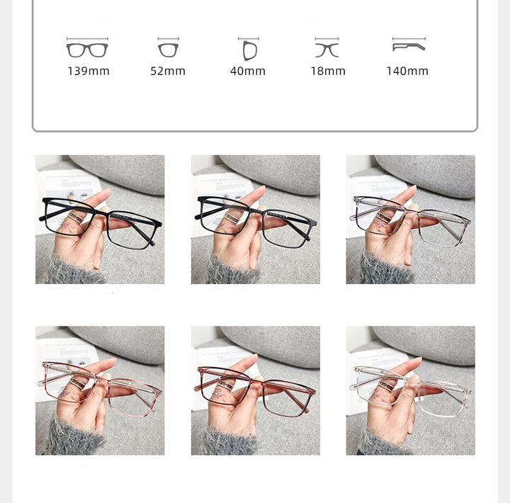 CCspace Unisex Full Rim Rectangle Square Tr 90 Titanium Eyeglasses 56335 Full Rim CCspace