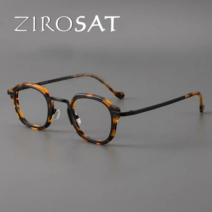 Zirosat Women's Full Rim Square Acetate Titanium Eyeglasses 192777