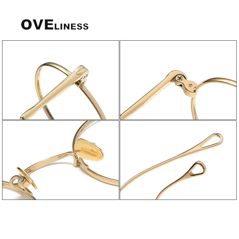 Oveliness Unisex Full Rim Round Titanium Eyeglasses M005 Full Rim Oveliness