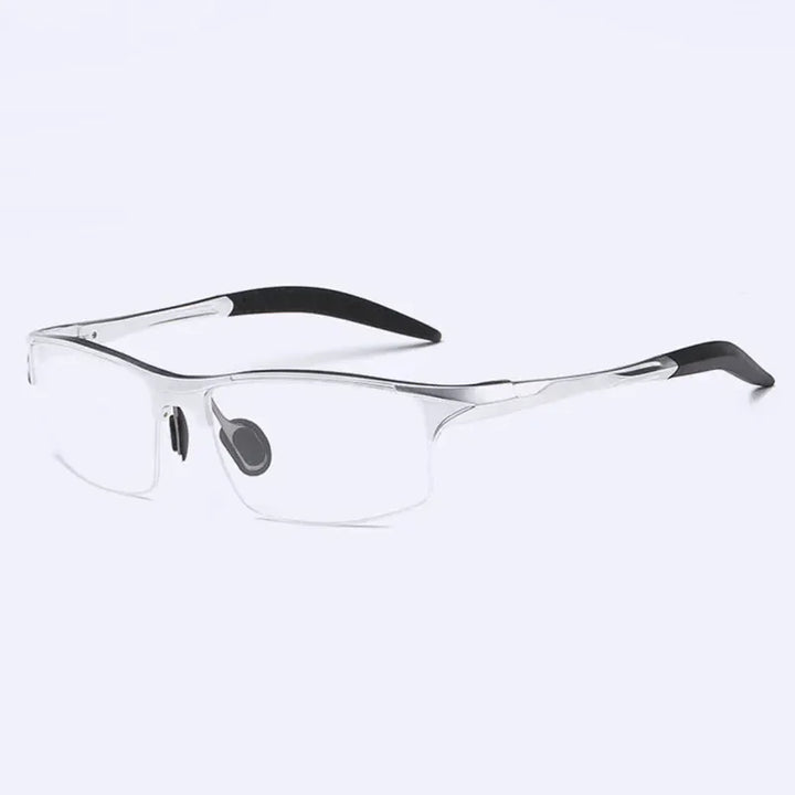 Handoer Unisex Semi Rim Rectangle Titanium Alloy Eyeglasses 8177 Semi Rim Handoer Silver