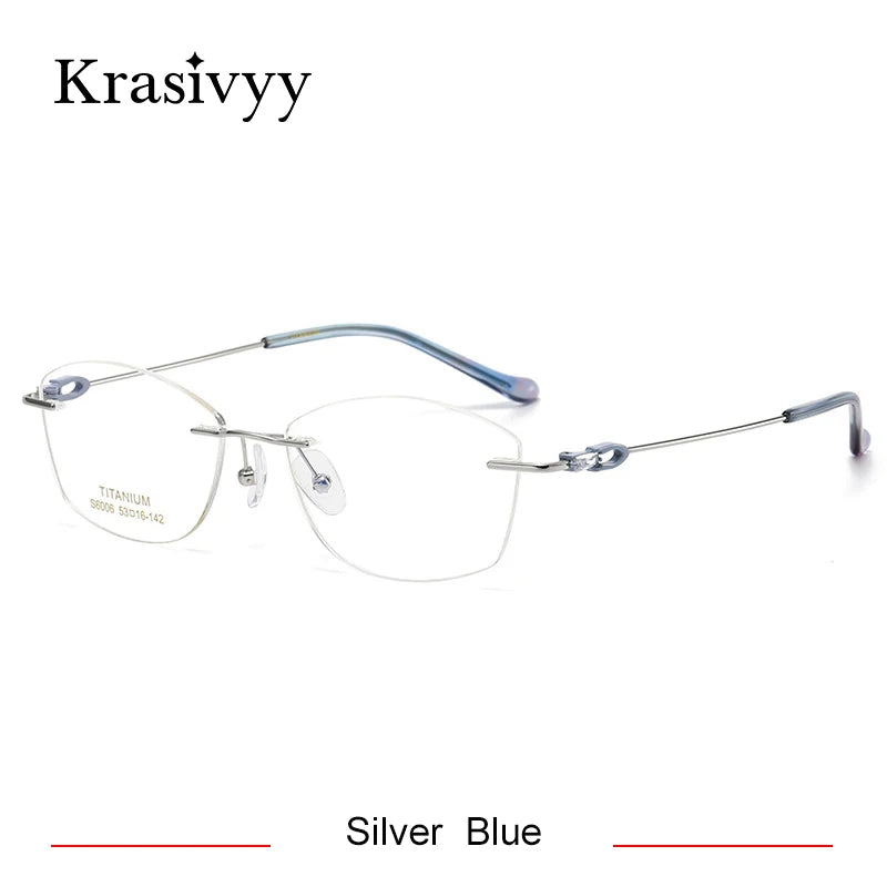 Krasivyy Women's Rimless Oval Square Titanium Eyeglasses 36006