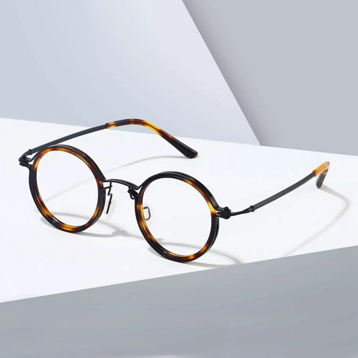 Black Mask Unisex Full Rim Round Titanium Acetate Eyeglasses 195021