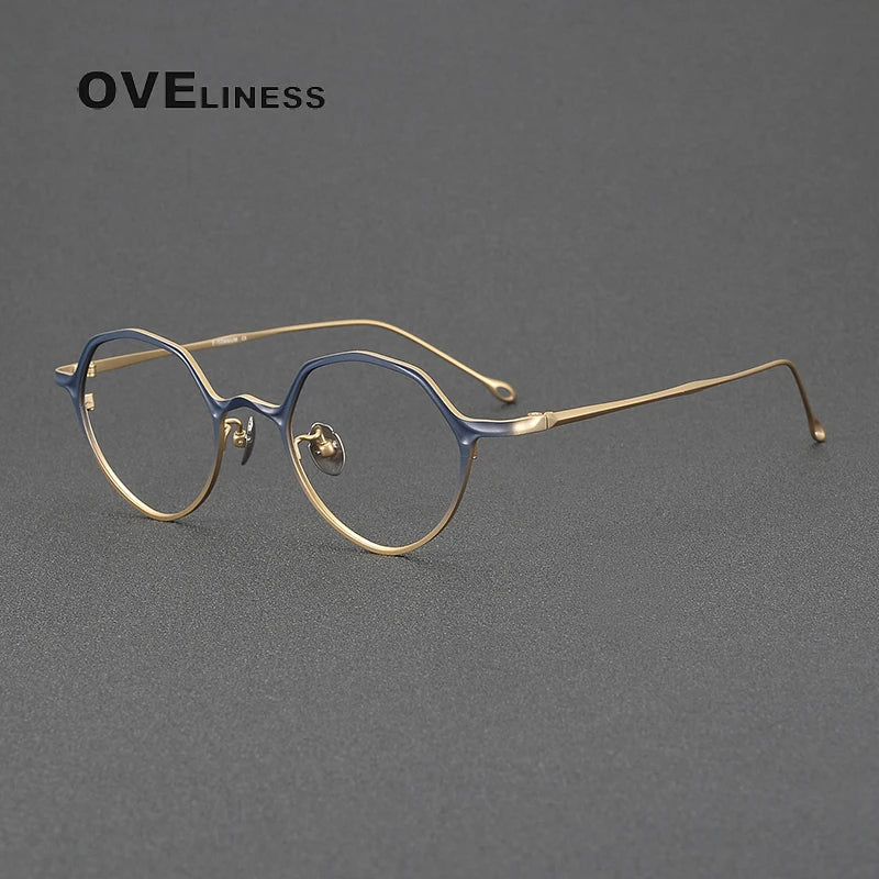 Oveliness Unisex Full Rim Irregular Round Titanium Eyeglasses 81019