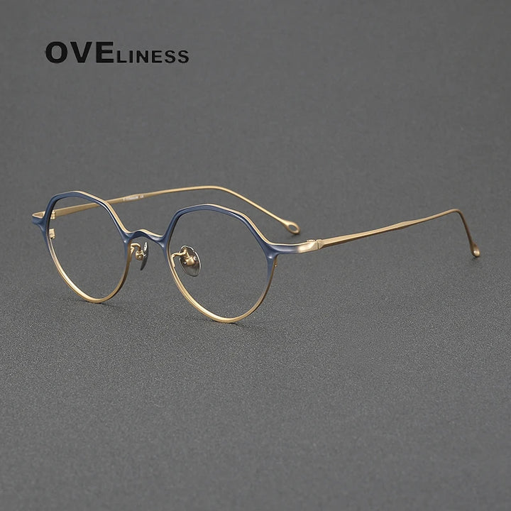 Oveliness Unisex Full Rim Irregular Round Titanium Eyeglasses 81019