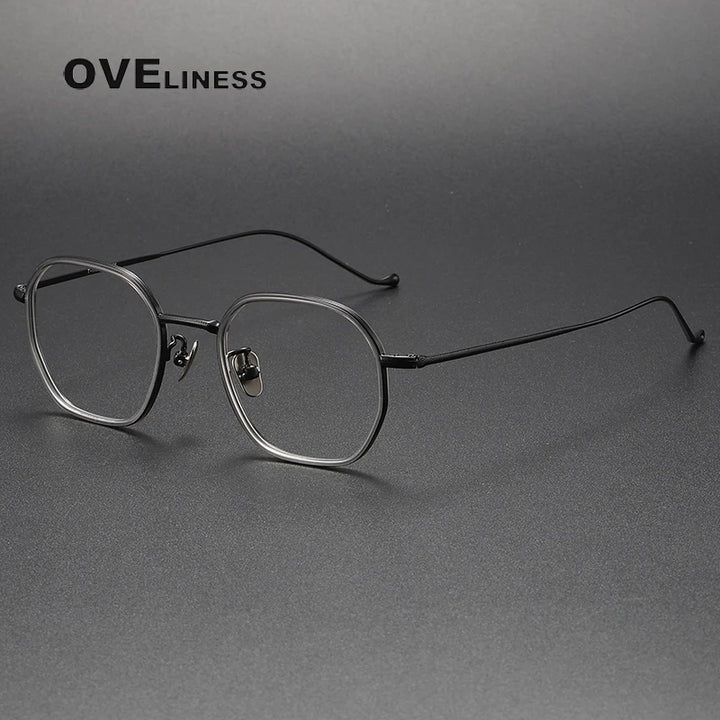Oveliness Unisex Full Rim Square Acetate Titanium Eyeglasses 8513 Full Rim Oveliness grey black  