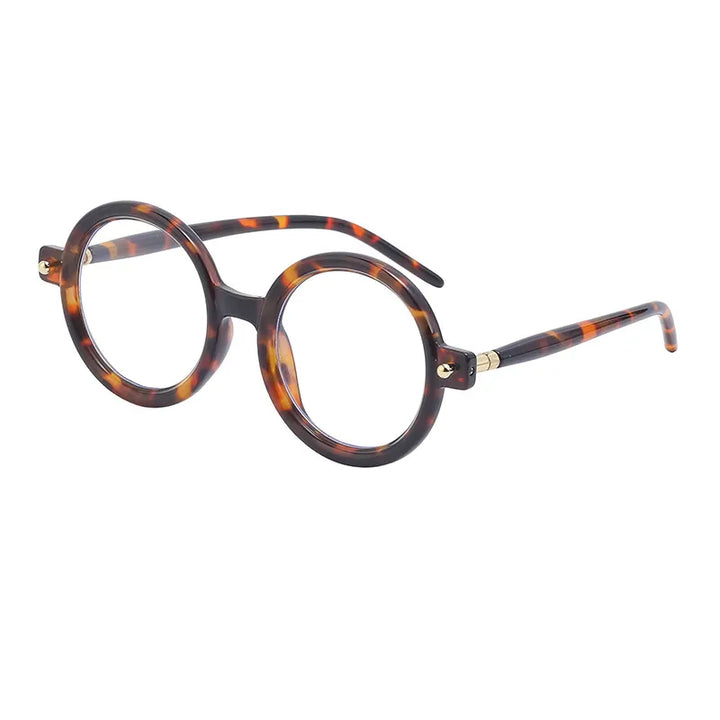 Kocolior Unisex Full Rim Round Acetate Hyperopic Reading Glasses 86602 Reading Glasses Kocolior Leopard 0
