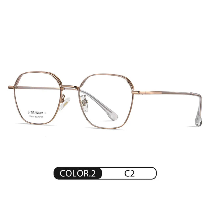 Reven Jate Women's Full Rim Polygon Titanium Eyeglasses 6224 Full Rim Reven Jate C2