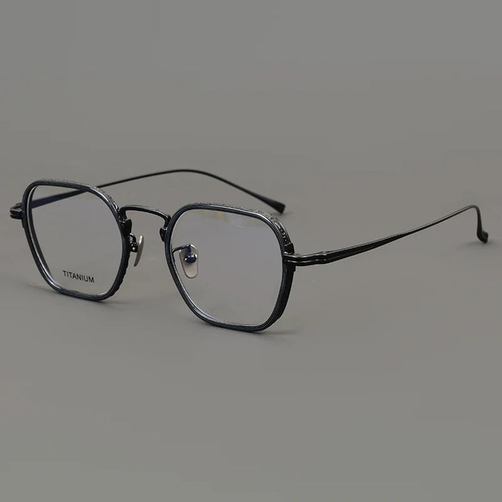Muzz Unisex Full Rim Flat Top Square Titanium Eyeglasses 45531