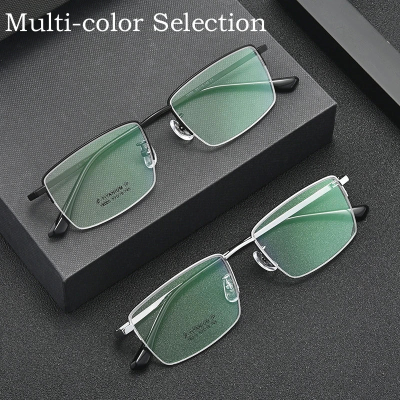 Yimaruili Men's Semi Rim Square Titanium Alloy Eyeglasses Y18005 Semi Rim Yimaruili Eyeglasses