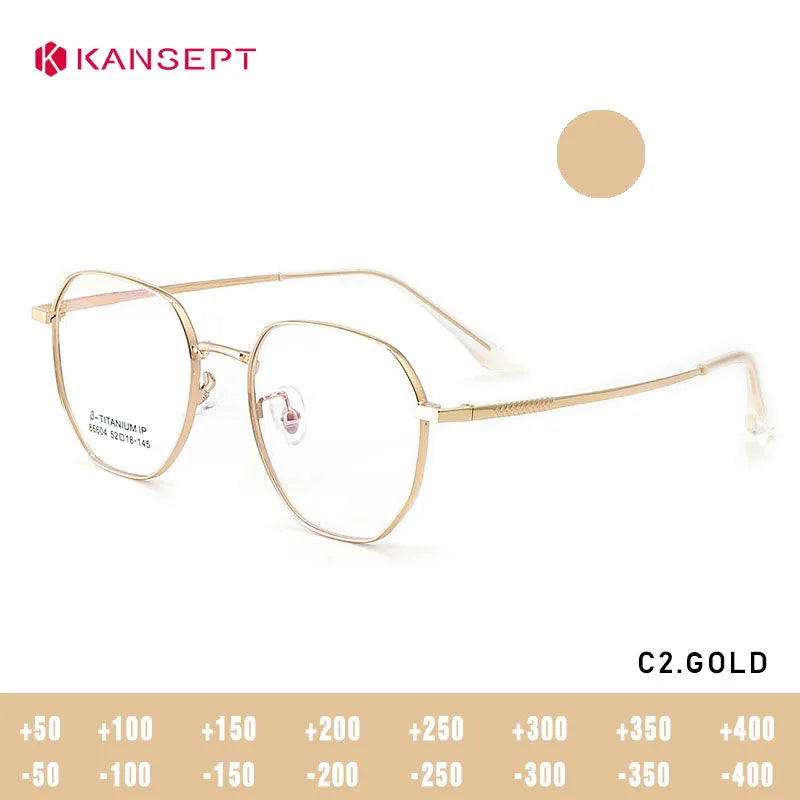 Kansept Women's Full Rim Flat Top Polygon Titanium Reading Glasses 486604